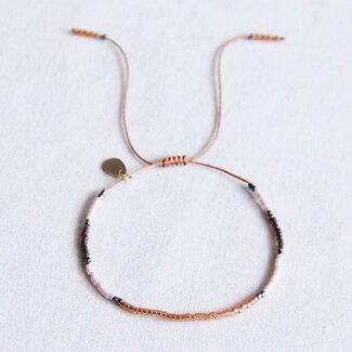 Koning Bamboe FW106 - Miyuki armband cognac / nude