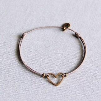 Koning Bamboe FW134: Stretch bracelet with open heart - taupe/gold