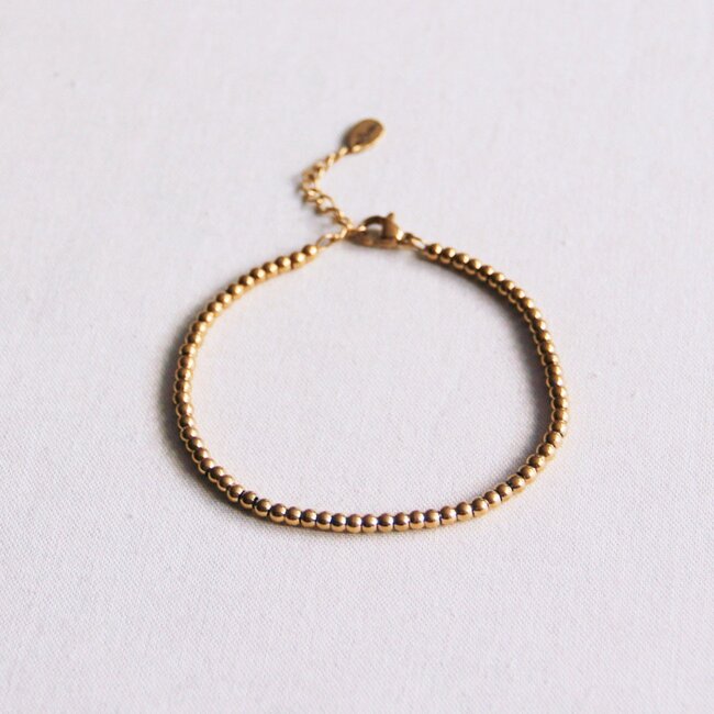 Koning Bamboe SA830 kleines Stahl-Perlenarmband - Gold