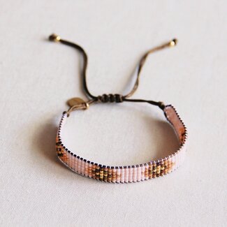 Koning Bamboe PC114 Gewebtes Armband - Nude/Cognac/Vergoldet