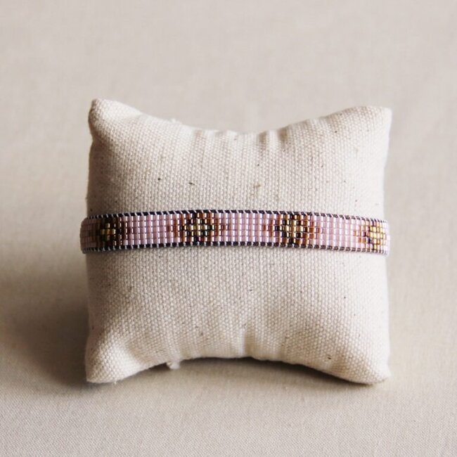 Koning Bamboe PC114: Woven bracelet nude/cognac/gold-plated
