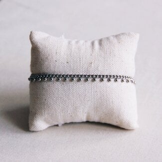 Koning Bamboe SA835: Steel chain bracelet with beads - silver