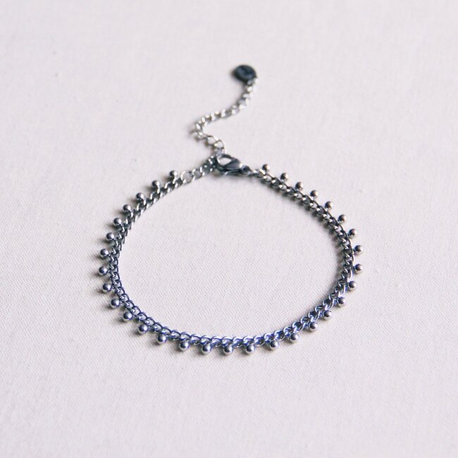 Koning Bamboe SA835 Stahl-Gliederarmband mit Kügelchen - Silber