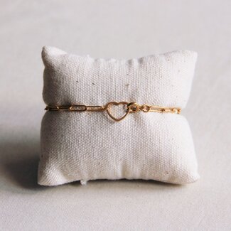 Koning Bamboe D-keten armband met open hartvergrendeling-goud