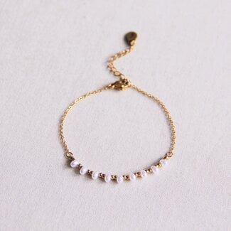 Koning Bamboe Fine stainless steel bracelet with mini pearls and beads