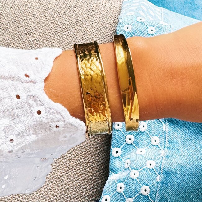 Koning Bamboe Wide Flared Bangle - Gold