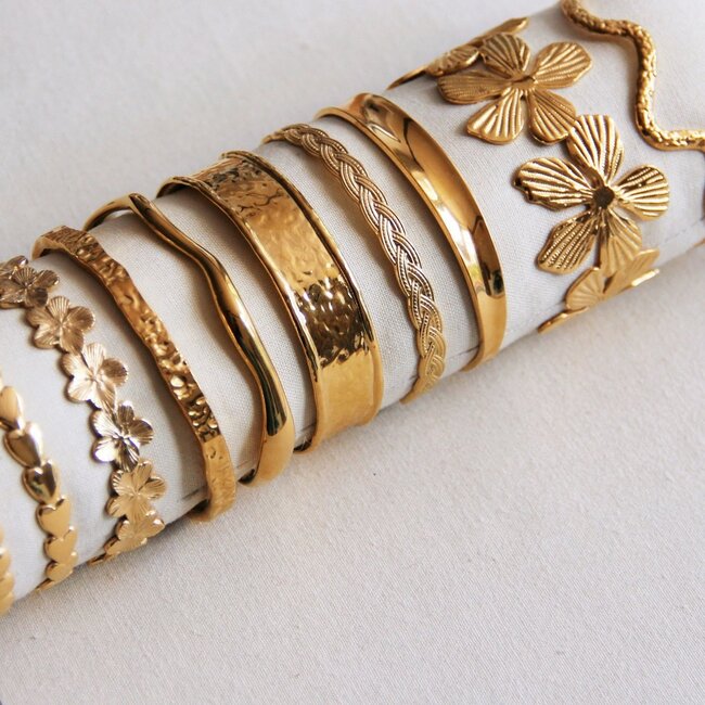 Koning Bamboe Armreif mit Muster - Gold