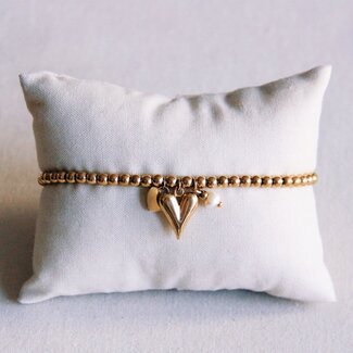 Koning Bamboe Perlenarmband mit Herzen und Miniperle
