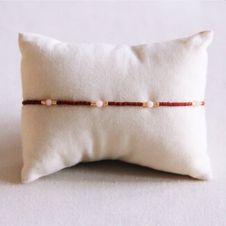 Koning Bamboe Miyuki faceted bracelet - brown/dusty pink