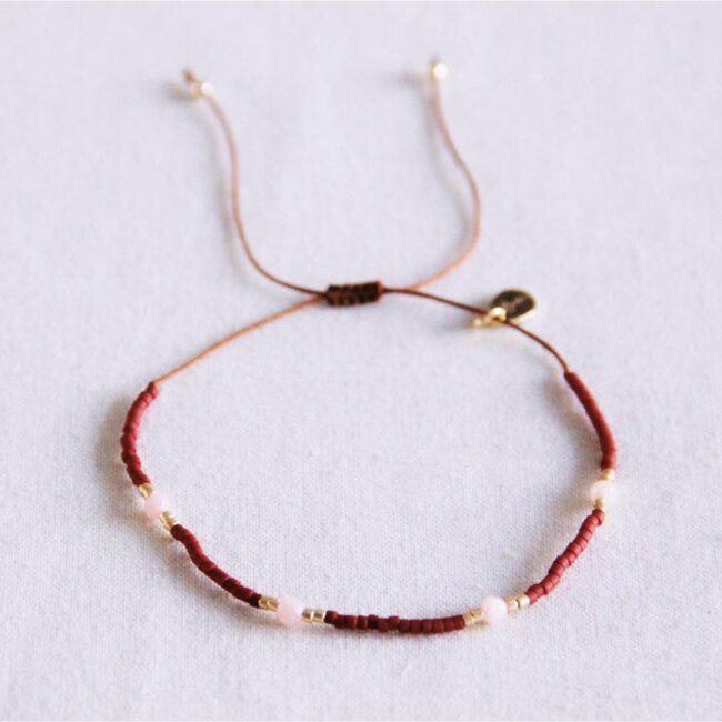 Koning Bamboe Miyuki faceted bracelet - brown/dusty pink