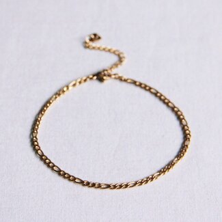 Koning Bamboe Flat Snake Chain Anklet - 3 mm