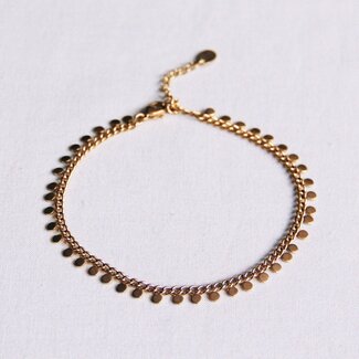Koning Bamboe Chain anklet with coin - gold