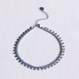 Koning Bamboe Chain anklet with coin - silver
