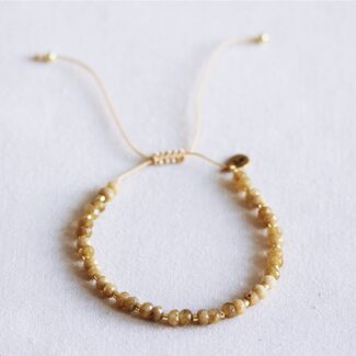 Koning Bamboe Edelsteen armband met vergulde Miyuki – kaki