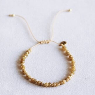 Koning Bamboe Gemstone bracelet with gold-plated Miyuki - khaki