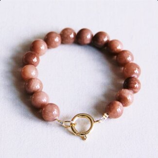 Koning Bamboe Natuursteen kralen armband xl - mokka