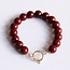 Natuursteen kralenarmband XL - donkerrood