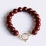 Koning Bamboe XL-Naturstein-Perlenarmband - Dunkelrot