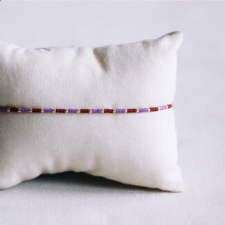 Koning Bamboe Miyuki-Armband in Colourblocking-Optik - Violett/Braun