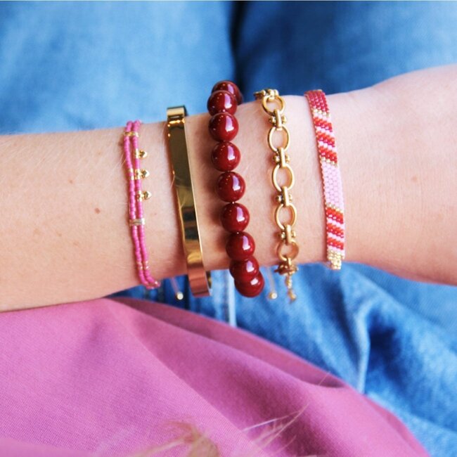 Koning Bamboe XL-Naturstein-Perlenarmband - Mokka