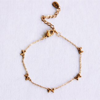 Koning Bamboe Fijne armband met strikjes - goud