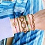 Satijnen armband met goudkleurige kralen - lila