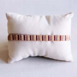 Koning Bamboe Geweven armband 'strepen' - nude tinten