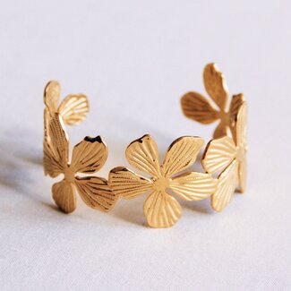 Koning Bamboe XL Flower Bangle - Gold