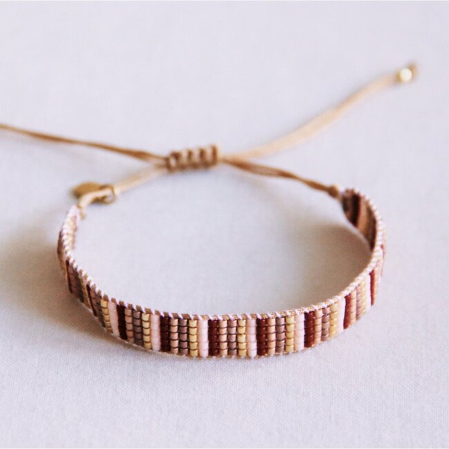Koning Bamboe Woven bracelet 'stripes' - nude shades