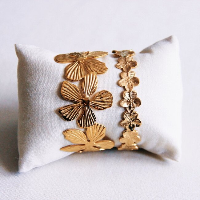 Koning Bamboe XL Flower Bangle - Gold