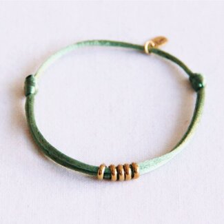 Koning Bamboe Satinarmband mit Ringen - Grün/Goldfarben