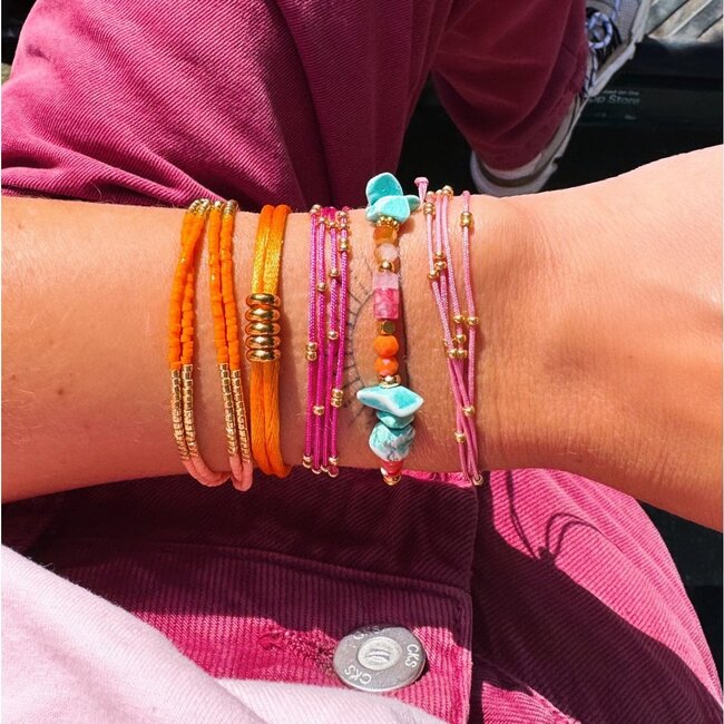 Koning Bamboe Satinarmband mit Ringen - Gelb/Gold