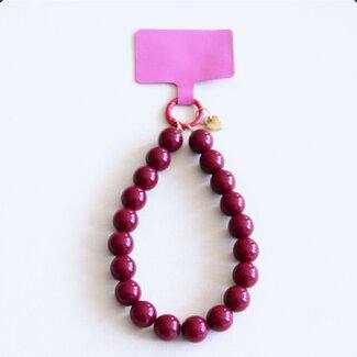 Koning Bamboe Handy-Handschlaufe mit Perlen XL - Cerise