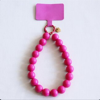 Koning Bamboe Handy-Handschlaufe mit Perlen XXL - Fuchsia