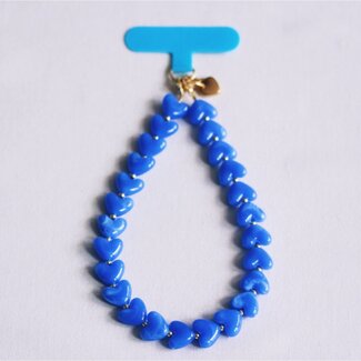 Koning Bamboe Heart Bead Phone Wrist Strap - blue