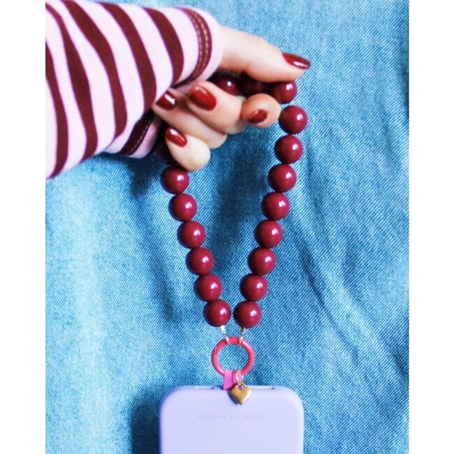 Koning Bamboe Beaded Phone Wrist Strap XL - cerise