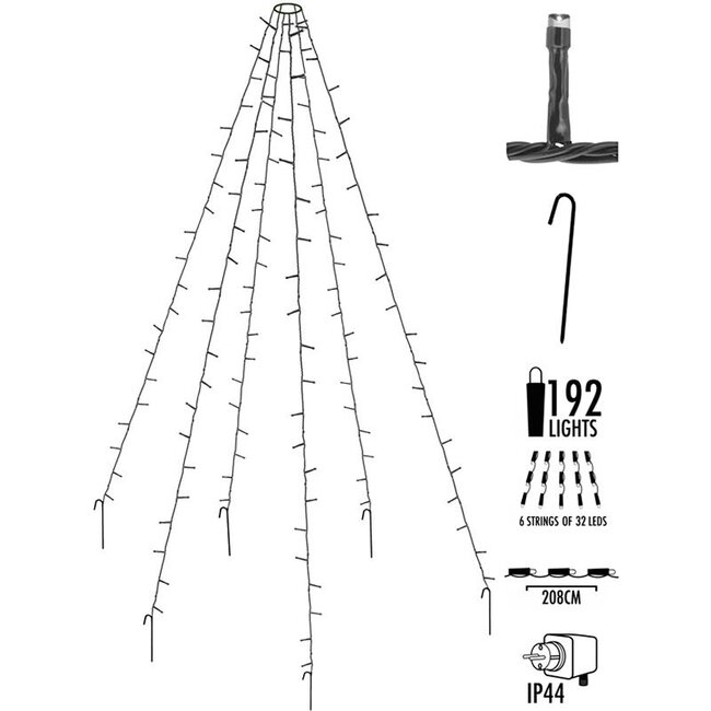 Flagpole lighting 192 LEDs - 208 cm