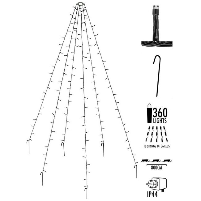 Flagpole lighting 360 LEDs - 800 cm