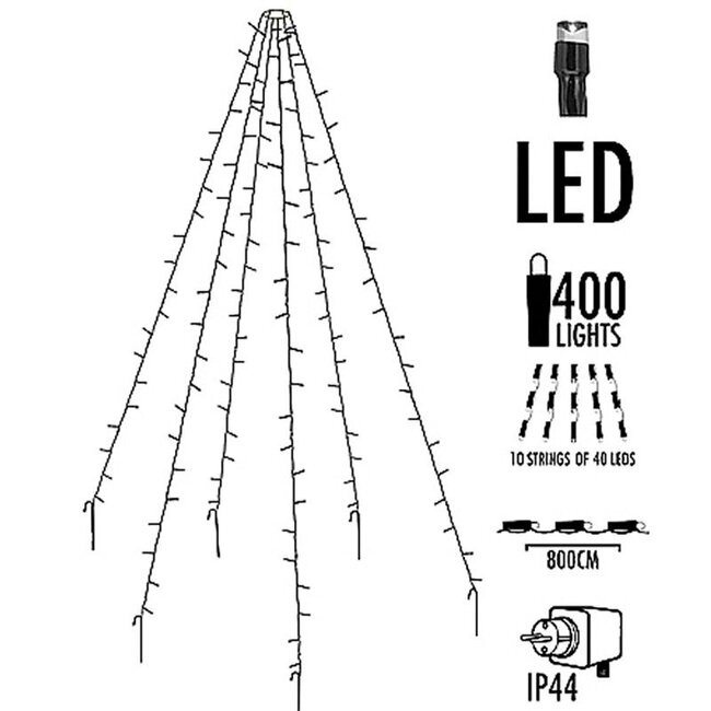 Fahnenmast-Lichterkette - 400 LEDs - 800 cm