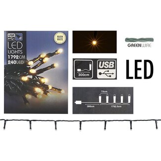 USB-LED-Lichterkette - 240 LEDs - Warmweiß