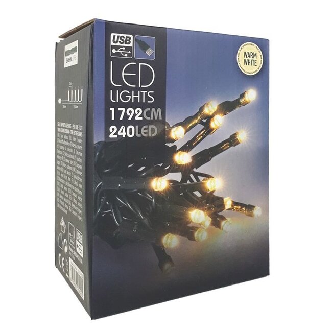 DecorativeLighting USB-LED-Lichterkette - 240 LEDs - Warmweiß