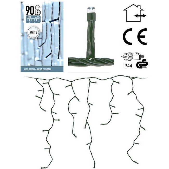 LED-Eiszapfen-Lichterkette - 90 LEDs, 3 m, Weiß