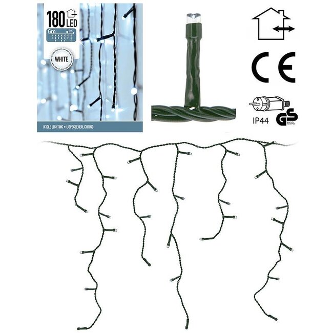 LED-Eiszapfen-Lichterkette - 180 LEDs - 6 m - Weiß