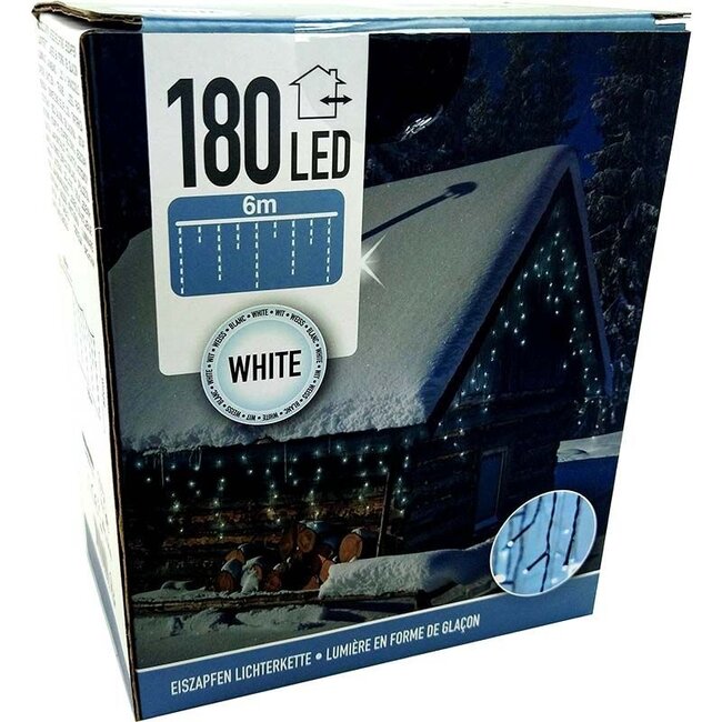 LED-Eiszapfen-Lichterkette - 180 LEDs - 6 m - Weiß