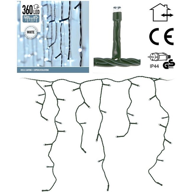 Icicle lighting - 360 LEDs - 12 meters - white