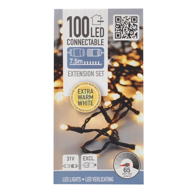 DecorativeLighting Verbindbare Weihnachts-Lichterkette - 100 LEDs - 7,5 m - Extra warmweiß