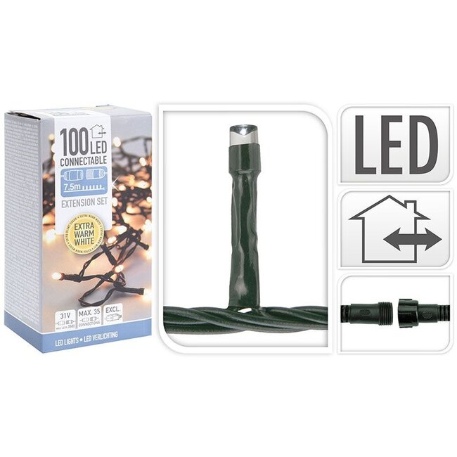 DecorativeLighting Verbindbare Weihnachts-Lichterkette - 100 LEDs - 7,5 m - Extra warmweiß