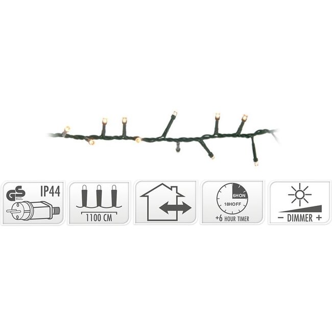 Micro Cluster LED String Lights - 560 LEDs, 11 m, Extra Warm White, Timer and Dimmer