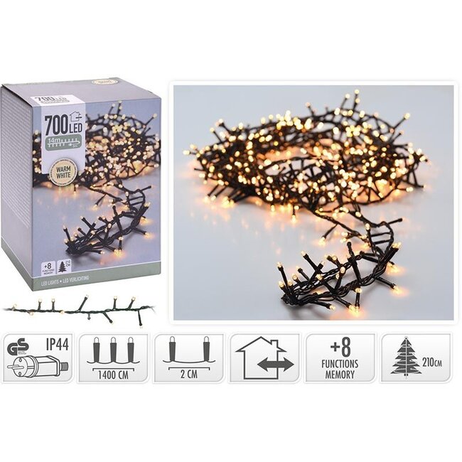 Micro Cluster LED String Lights 700 LEDs -14 meters - warm white - 8 functions + memory