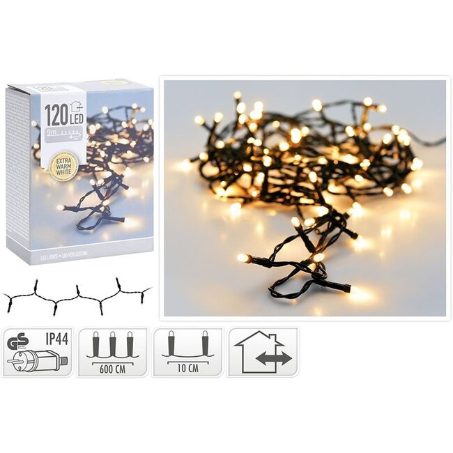 LED-Lichterkette - 120 LEDs - 9 m - Extrawarmweiß